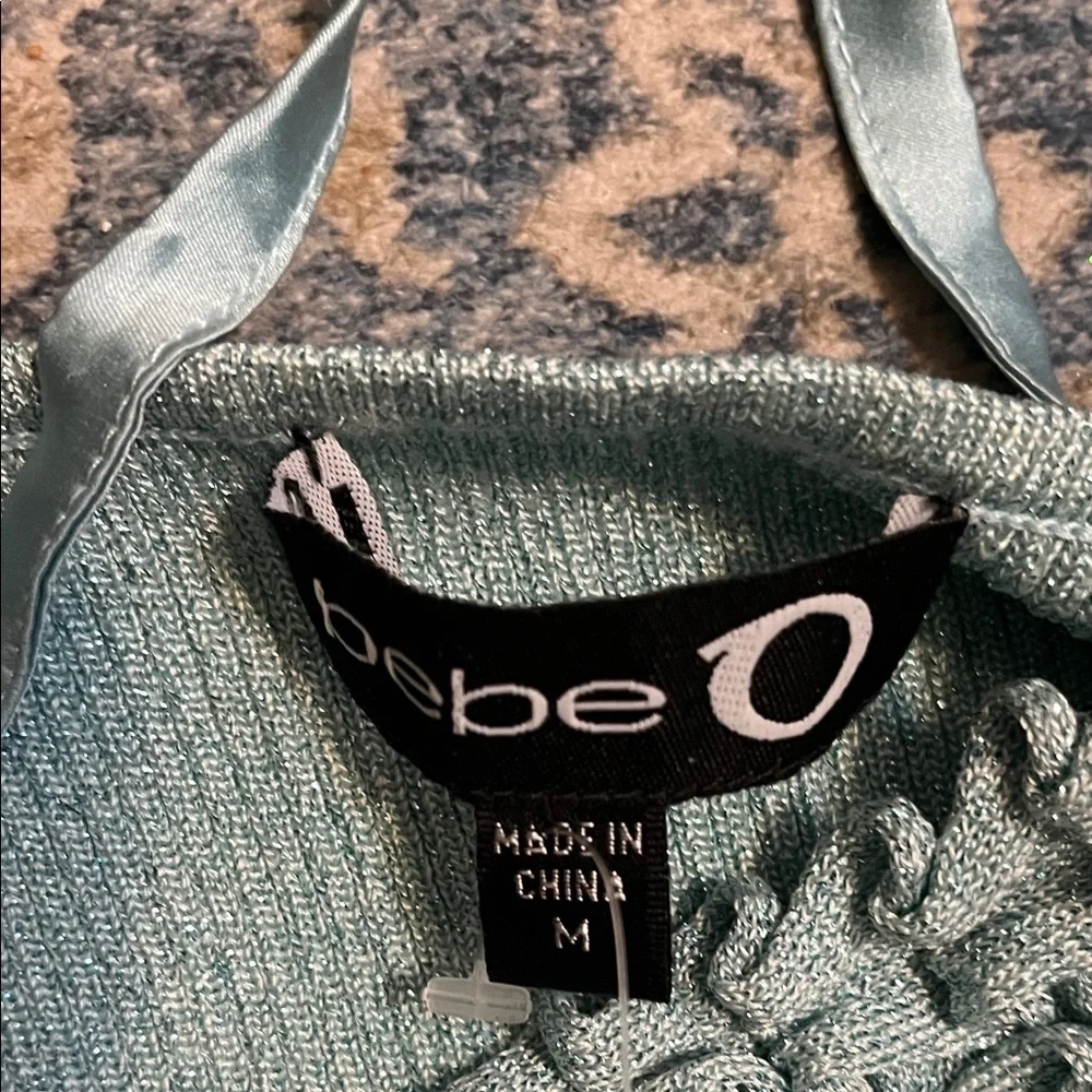 SOLD Y2K Bebe O Blue Metallic Ruffled Camisole Tank Top Party Event 2000’s New - Picture 8 of 11